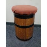 A coopered oak barrel stool