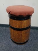 A coopered oak barrel stool