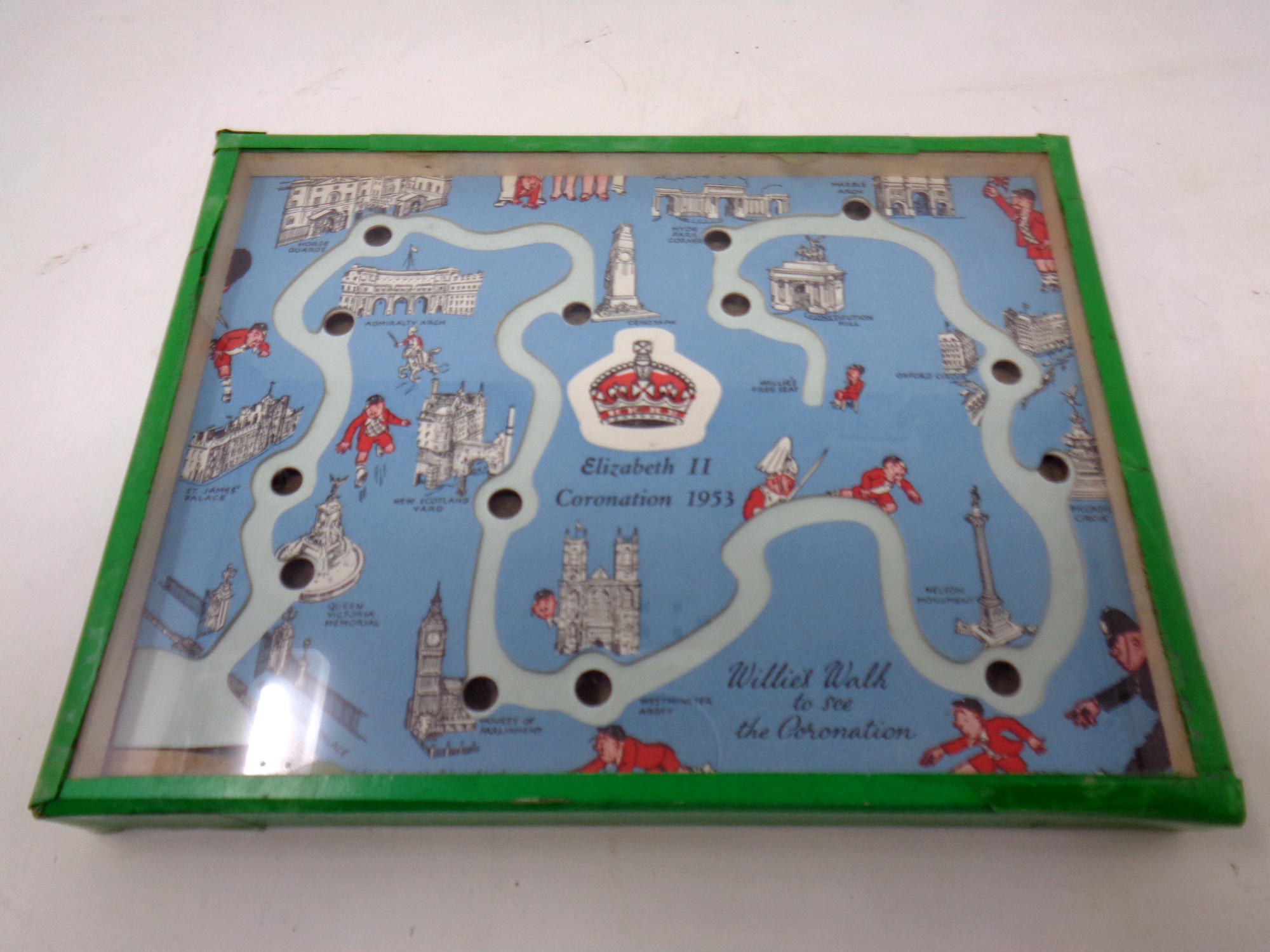 A 1950's child's toy made by R Journet, London, 'Willie's Walk to see the Coronation',