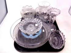 A tray of early 20th century and later glass ware - bowls, comports, vases,