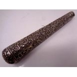 A silver walking stick handle,