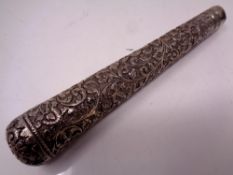 A silver walking stick handle,