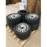 Eleven various car tyres CONDITION REPORT: 4 x 15" wheels 4 x 13" wheels 1 x 13"