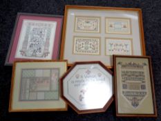 Five contemporary framed samplers
