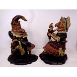 Two 19th century painted cast iron door stops 'Mr Punch and Judy'