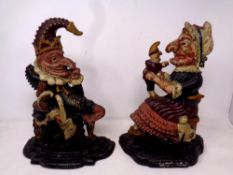 Two 19th century painted cast iron door stops 'Mr Punch and Judy'