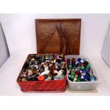 A box of quantity of marbles and buttons,