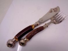 A carving set with bone handles