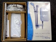 A Redring active 3505 electric shower, boxed.