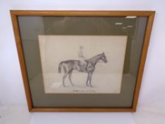 E.S. Heathcote : Kisber, Winner of the Derby, pencil drawing, signed and titled, 22 cm x 29 cm.