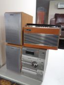 A Sony micro hifi system with remote together with a Roberts R23 radio