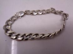 A gent's heavy silver bracelet