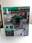 A Parkside ash vacuum cleaner, boxed.