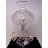 A cut glass Waterford table lamp, based marked in white transfer.