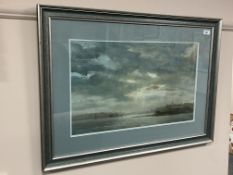 Walter Holmes : The Mouth of The Tyne, oil on board, 39 cm x 63 cm, framed.