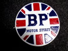 A cast iron BP motor spirit plaque