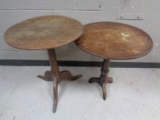 Two 19th century oak tripod tables