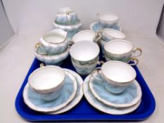 A tray of Aynsley Blue Wheat tea china (35)