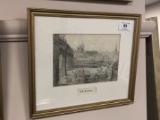 George Barclay Wishart (1873 - 1937) : Bridges Over The Tyne, pencil, 13 cm x 18 cm, framed.