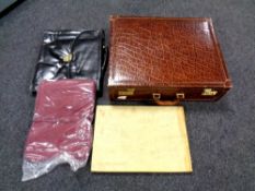 A leather suitcase,