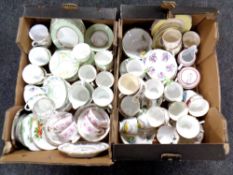 Two boxes of 20th century tea china, part tea sets, Gladstone, Richmond,
