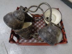A crate of six industrial style light fittings