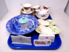 A tray of Royal Albert Old Country Roses part tea sets, Spode Italian bowl,