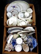 Two boxes containing Royal Worcester dinner plates, Royal Doulton Rondelay part dinner service,