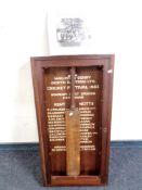 A North Eastern cricket festival 1983 framed cricket bat,