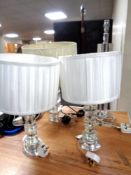 Four contemporary glass table lamps