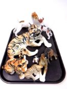 A tray of USSR ceramic animal ornaments