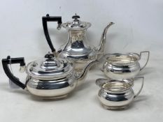 A four piece silver tea service, E. H . Parkin & Co. Sheffield 1964, 2048.1g.
