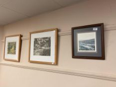 Three David Belilios pictures to include : signed print of Kielder Dam,