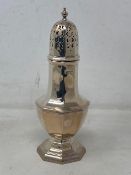 A silver sugar castor, Walker & Hall, Sheffield 1914, 185.5g, height 21.5 cm.