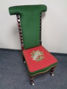 A 19th century barley twist prayer chair