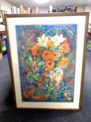 A contemporary watercolour study - Still life of flowers in a vase, indistinctly signed,