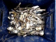 A quantity of loose plated and stainless steel flatware