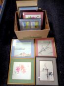 A box of Japanese pictures and prints