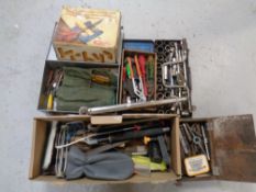 Six boxes of tools : hand tools, sawing jig,