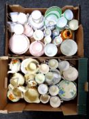 Two boxes of part tea sets, Morley ware, Crown Ducal etc.