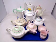 A tray of Crown Devon tea pot, milk jug and sugar bowl,