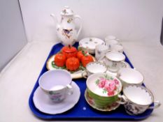 A tray of Staffordshire coffee cans and saucers,
