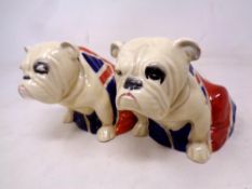 A pair of Royal Doulton British Bulldog figures, height 10.5 cm.