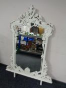 A painted cream dressing table mirror back