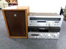 A Technics compact disc player together with a stereo integrated DC amplifier,
