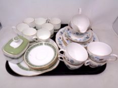 A tray of Colclough and Royal Doulton Rondelay tea set
