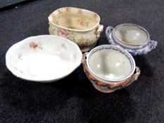 A group of four antique china wash bowls including Wedgwood