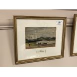 George Barclay Wishart (1873 - 1937) : Mouth of The Tweed, watercolour, 11 cm x 17 cm, framed.