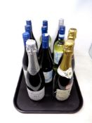 A tray of eleven bottles of wine including pinot grigio,