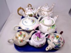 A tray of seven various teapots, Royal Cauldon,